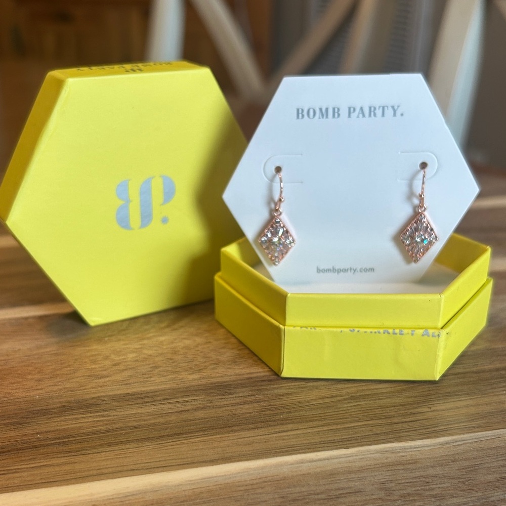 Bomb Party Rose Gold Diamond Cubic Zirconia Earrings